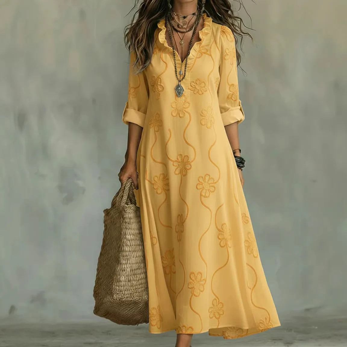 Ardyne | Embroidered Ruffle Maxi Dress