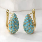 Turquoise Pavé Teardrop Hoop Earrings