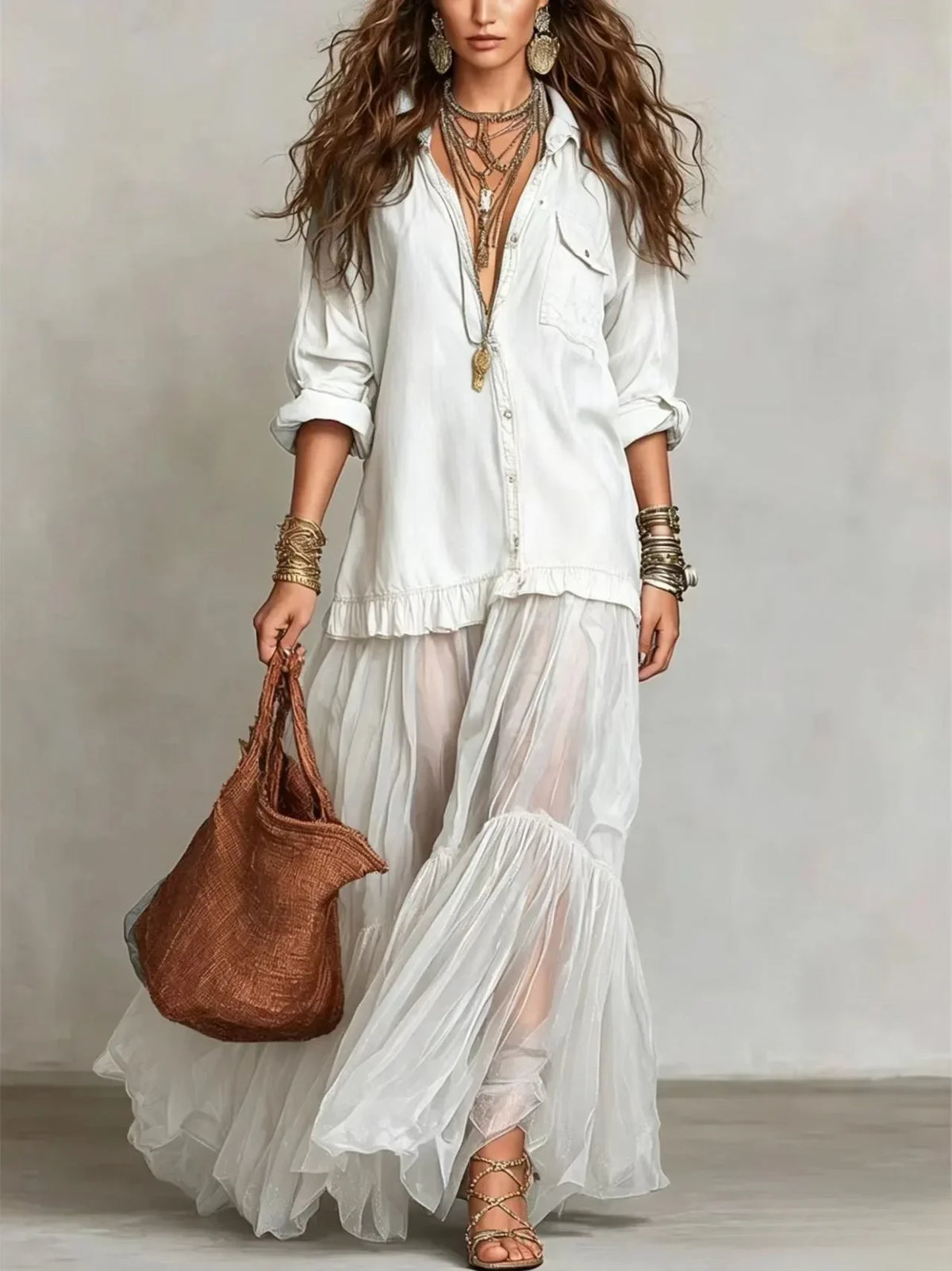Savannah | Bohemian Denim Maxi Dress