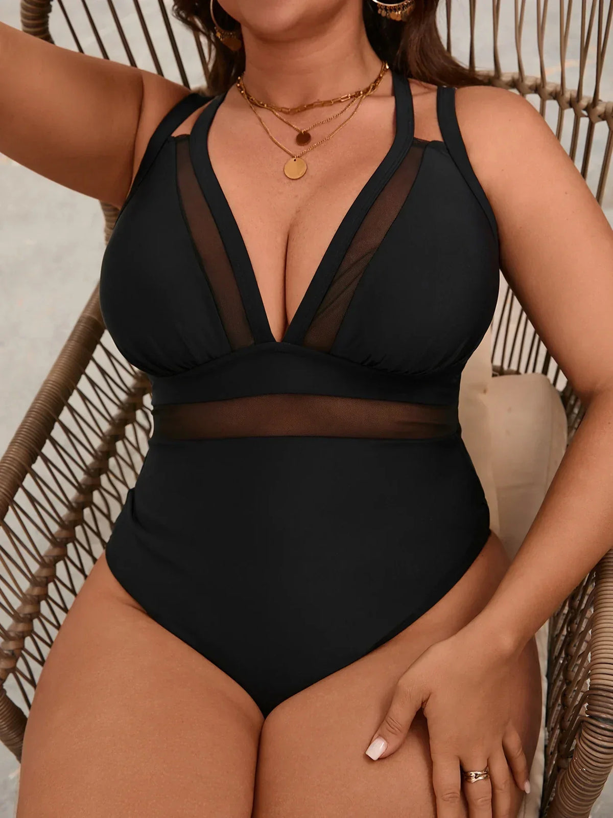 Maya | Plus Size Mesh Swimdress