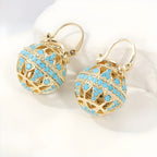 Turquoise Filigree Globe Drop Earrings