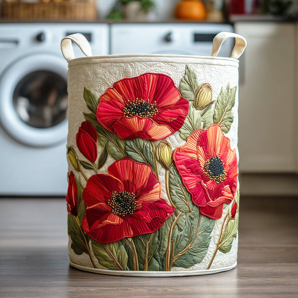 Crimson Poppy Bloom Laundry Basket