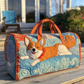 Smiling Corgi Quilted Duffle Bag