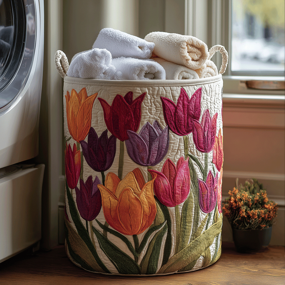 Blooming Tulip Garden Laundry Basket