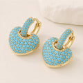 Turquoise Heart Pavé Drop Earrings