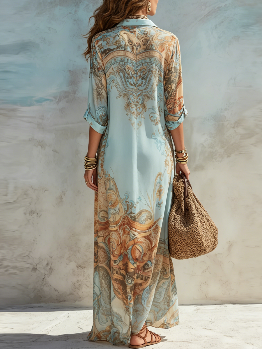 Lorna | Mediterranean Maxi Blouse Dress