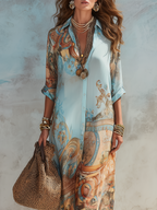 Lorna | Mediterranean Maxi Blouse Dress