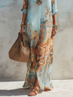 Lorna | Mediterranean Maxi Blouse Dress