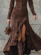 Georgia | Retro Maxi Dress with Irregular Ruffles