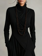 Arielle Vintage Asymmetrical Turtleneck Dress
