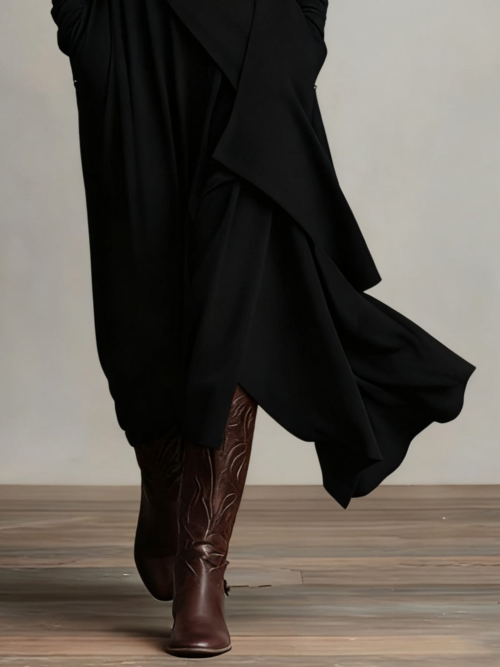 Arielle Vintage Asymmetrical Turtleneck Dress