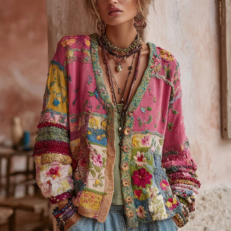 Milla | Vintage Patchwork Knit Cardigan