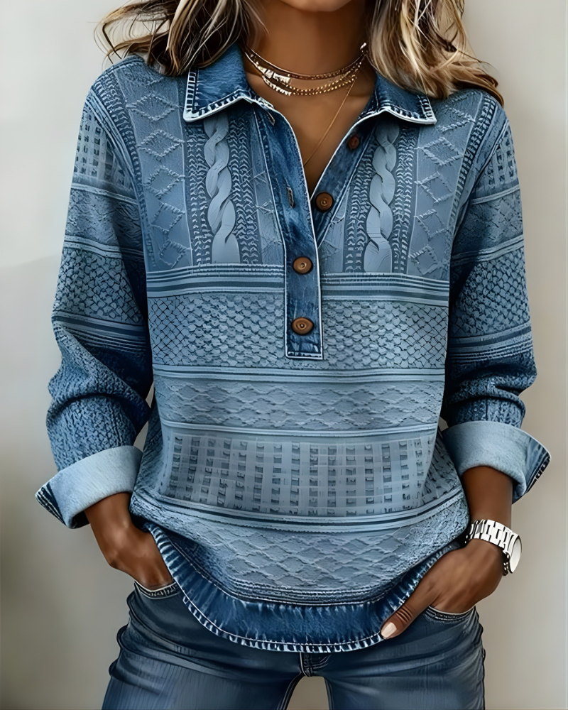 Adeline | Half-Button Collared Sweatshirt