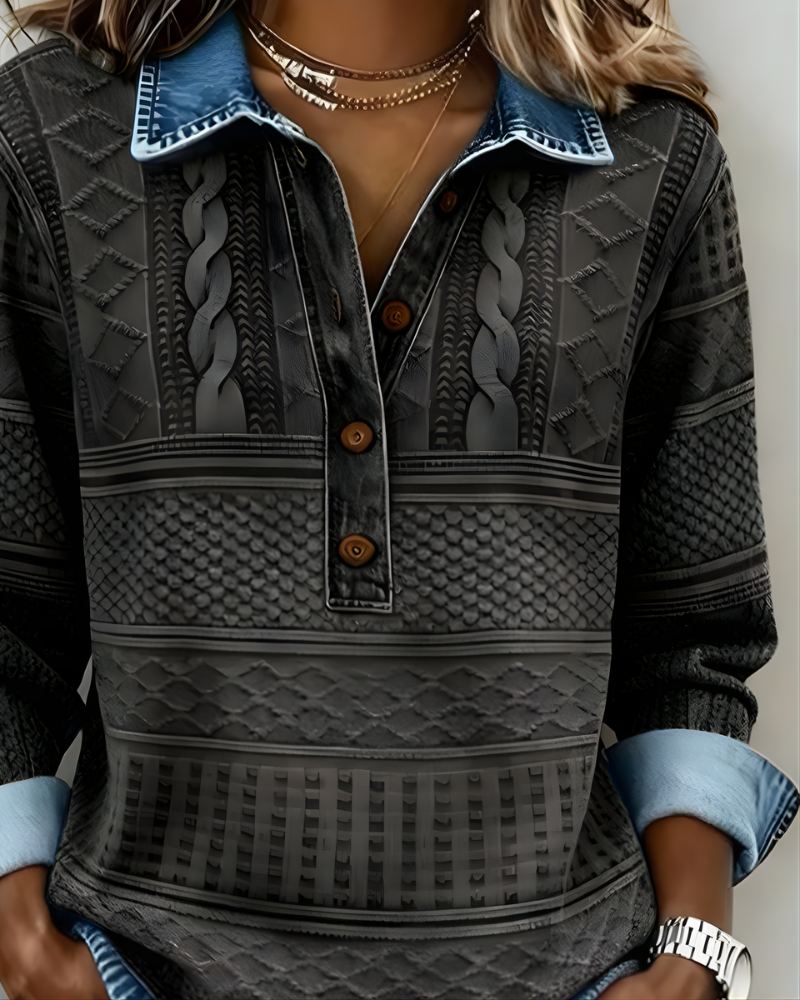 Adeline | Half-Button Collared Sweatshirt