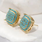 Turquoise Pavé Square Stud Earrings