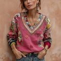 Celeste | Embroidered Boho V-Neck Sweatshirt