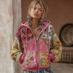 Odette | Vintage Floral Patchwork Zip Hoodie