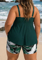 Matilda | Plus Size Pleated Tankini Shorts Set