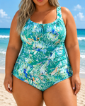 Maisie | Plus Size Tropical Ruched One-Piece Swimsuit