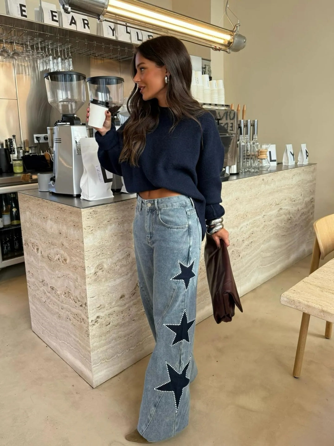Evadne - Star Print Straight Jeans