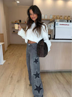 Evadne - Star Print Straight Jeans