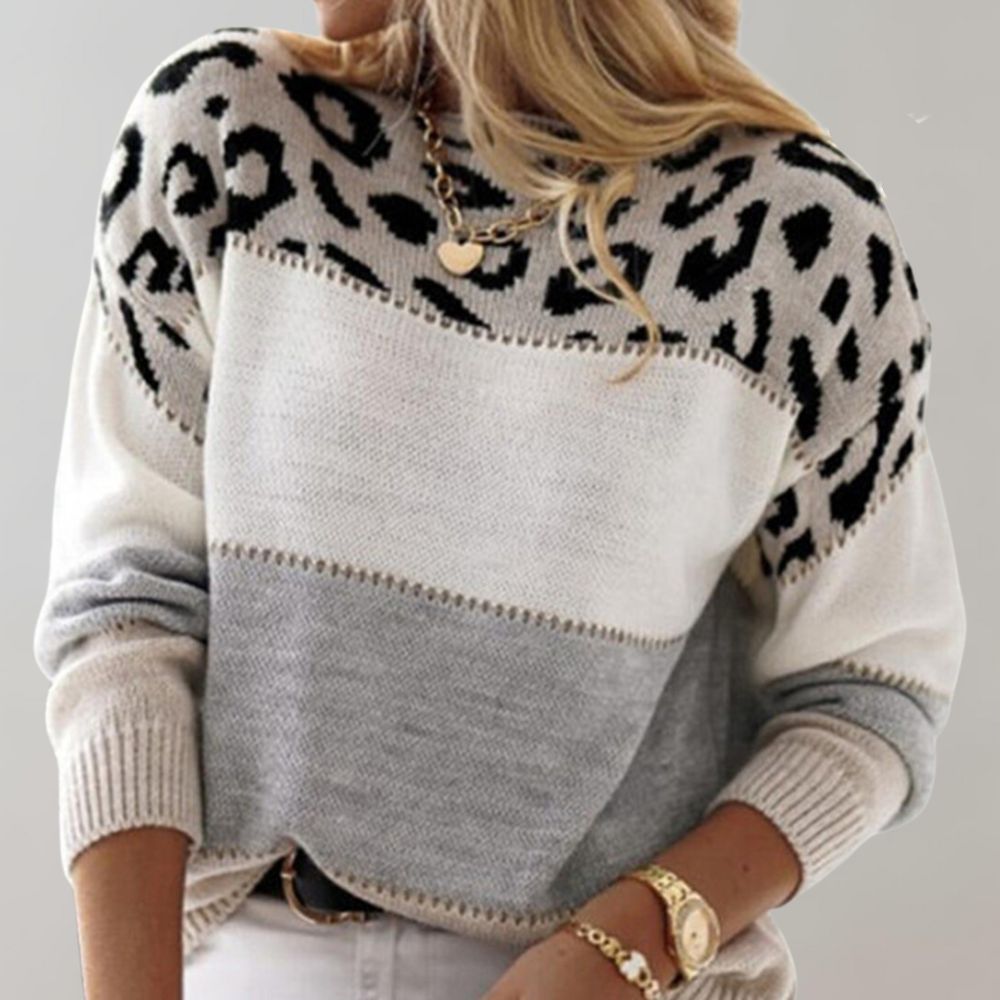 Marlowe | Leopard Colour-Block Knit Jumper