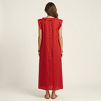 Amina™ Ruffle V-Neck Linen Maxi Dress