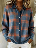 Haley Cozy Plaid Knit Cardigan