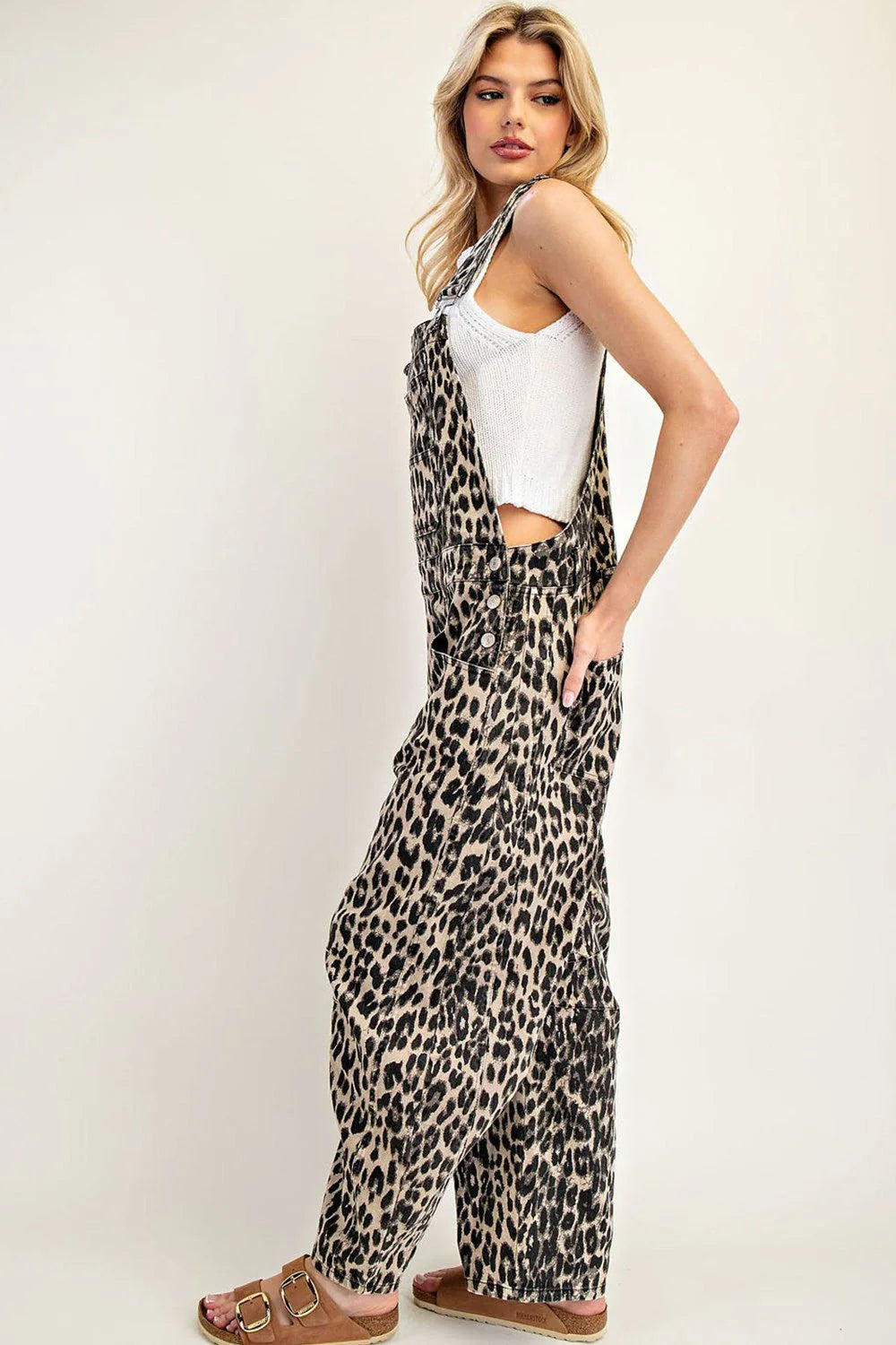 Leona Leopard Print Overalls