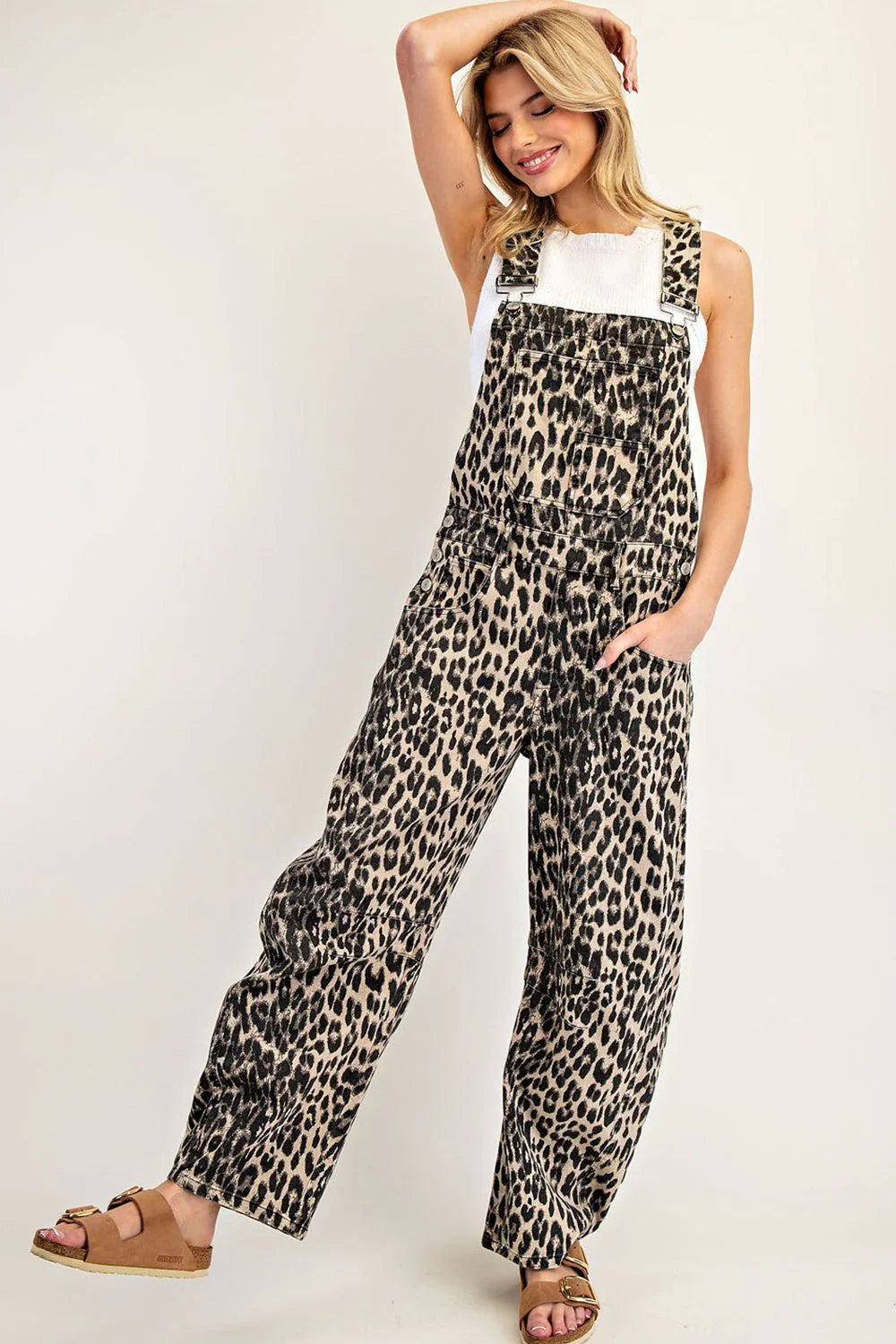 Leona Leopard Print Overalls