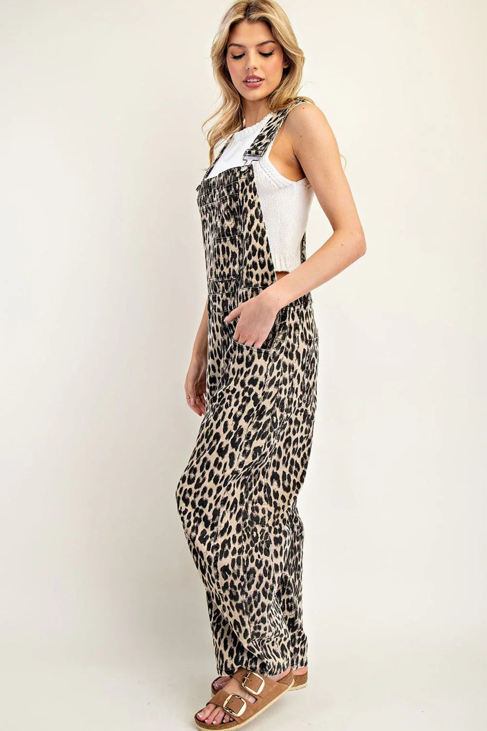 Leona Leopard Print Overalls