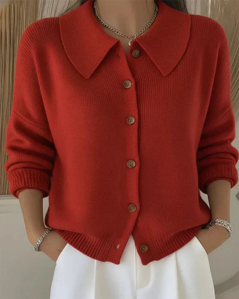 Amara Classic Collared Knit Cardigan
