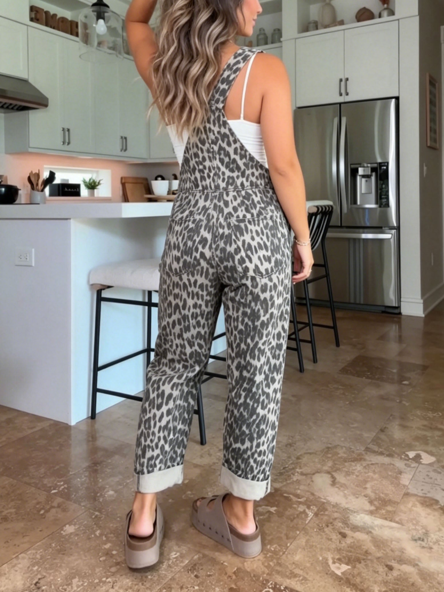 Peridot - Leopard Print Overalls