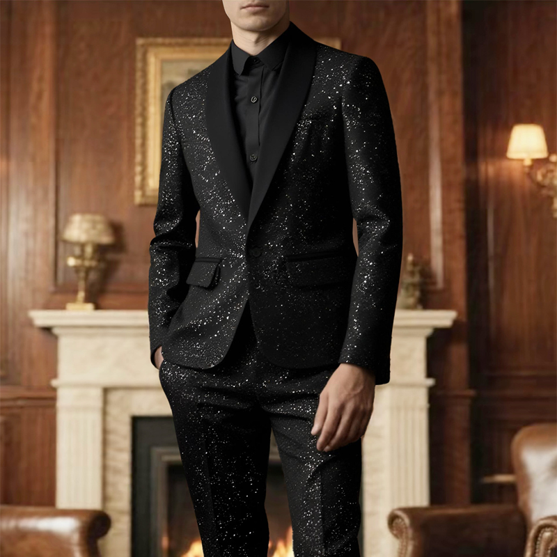 Lucian Black Sparkle Tuxedo Suit