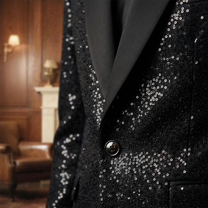 Lucian Black Sparkle Tuxedo Suit