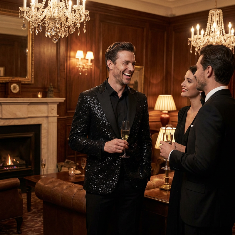 Lucian Black Sparkle Tuxedo Suit