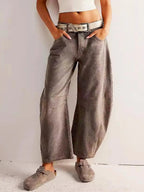 Zephyrine - Leopard Print Barrel Jeans